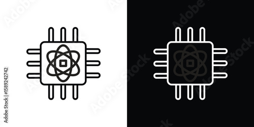 Quantum computing icon website stock illustration. stroke symbols