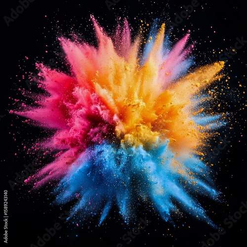 Colorful Powder Explosion Creates Vibrant Artwork Against Dark Background.