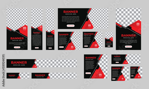 set of modern business web banners of standard size with a place for photos set banners template.