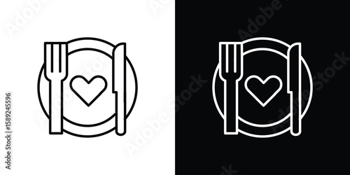 Love Plate icon website stock illustration. stroke symbols