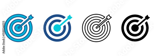 Target Icon Set With Multiple Styles. Vector Illustration