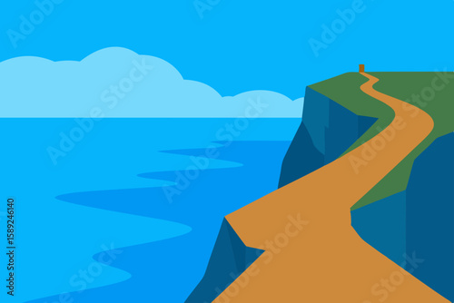 cliffside trail overlooking an endless blue sea 