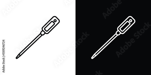 Kitchen thermometer icon website stock illustration. stroke symbols