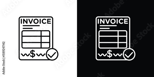 Invoice icon website stock illustration. stroke symbols