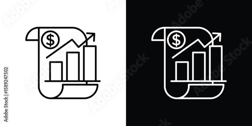 Income statement icon website stock illustration. stroke symbols
