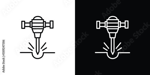 Hydraulic breaker icon website stock illustration. stroke symbols
