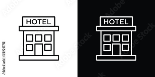 hotel icon website stock illustration. stroke symbols