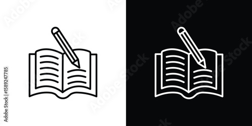 Homework icon website stock illustration. stroke symbols