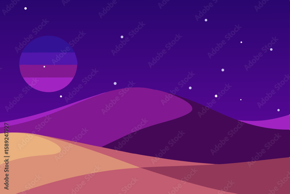 Naklejka premium dune landscape at twilight with stars beginning 