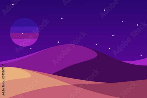 dune landscape at twilight with stars beginning 
