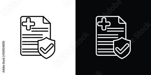 Health insurance icon website stock illustration. stroke symbols