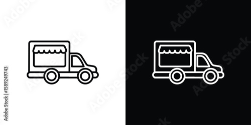 Food truck icon website stock illustration. stroke symbols