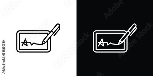 Electronic signature icon website stock illustration. stroke symbols