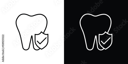 Dental insurance icon website stock illustration. stroke symbols