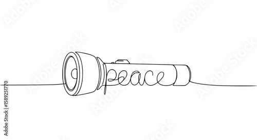 Outline of a flashlight with the word peace conceptual design  