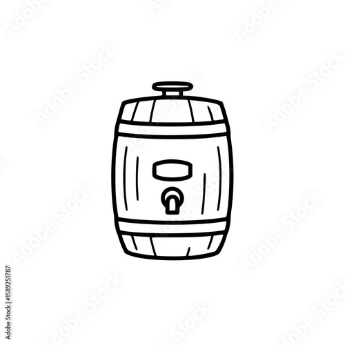 Beer barrel icon in simple linear design for International Beer Day  