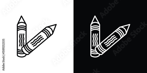 Crayon icon website stock illustration. stroke symbols