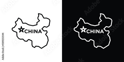 China map icon website stock illustration. stroke symbols