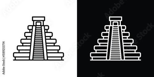 Chichen Itza icon website stock illustration. stroke symbols