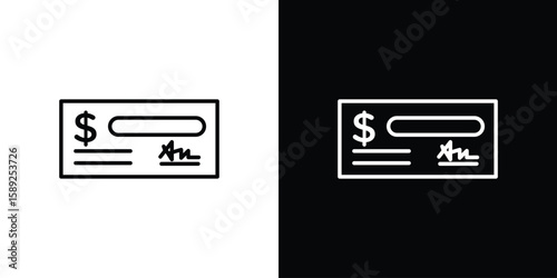 Cheque icon website stock illustration. stroke symbols