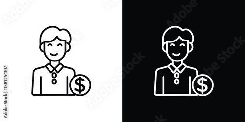 Cashier icon website stock illustration. stroke symbols
