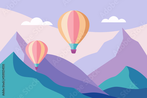 pastel colored hot air balloons floating over 