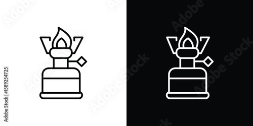 Camping gas icon website stock illustration. stroke symbols