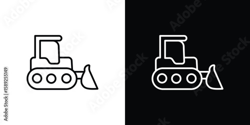 Bulldozer icon website stock illustration. stroke symbols