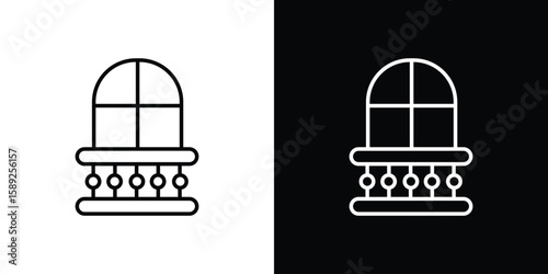 Balcony icon website stock illustration. stroke symbols