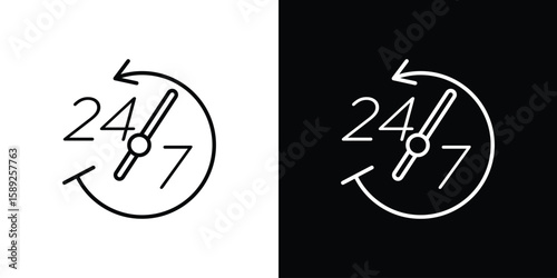 24 7 icon website stock illustration. stroke symbols