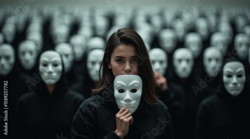 People conceal true emotions with happy masks in artwork about impostor syndrome. Concept Impostor Syndrome, Concealed Emotions, Artwork, Masks in Art, Emotional Deception