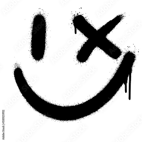 Vibrant Smiling Face Graffiti Street Art


