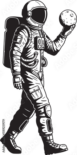 Astronaut holding moon vector silhouette trending Adobe Stock microstock marketplace