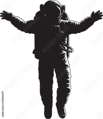 Astronaut with Outstretched Arms in Space