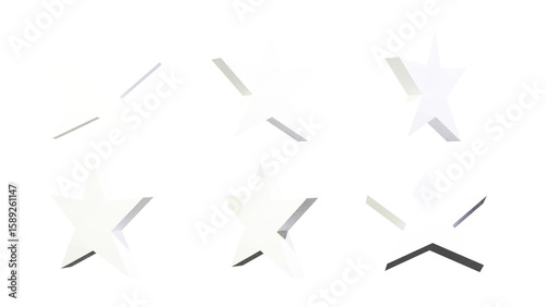 A set of White star on transparent background, clean cut-out design, modern minimalistic style.