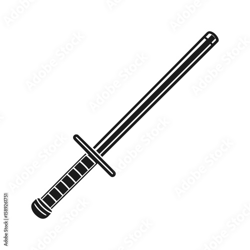 Black police baton vector icon in simple silhouette style vector illustration 