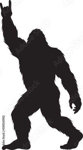 Bigfoot Sasquatch Monster Rock and Roll Hand Sign
