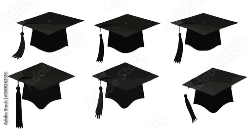 A black graduation cap with a tassel and a diploma represent academic achievement and success for students at their university graduation ceremony
