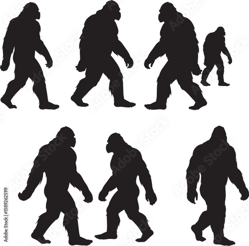 Bigfoot Sasquatch Monster Silhouettes Walking Set  