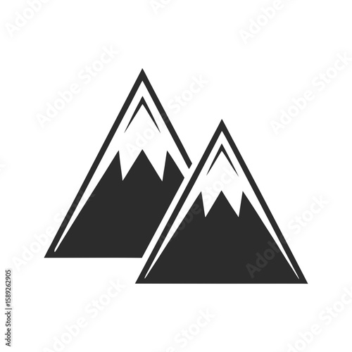 Minimalist mountain peak icon, vector illustration