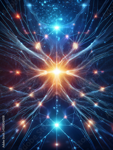 Digital brain-inspired network with surreal glowing connections and nodes
Surreal AI network with radiant light and branching neural pathways