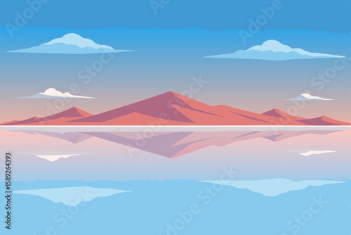 vast salt flat with mirrored sky reflections 