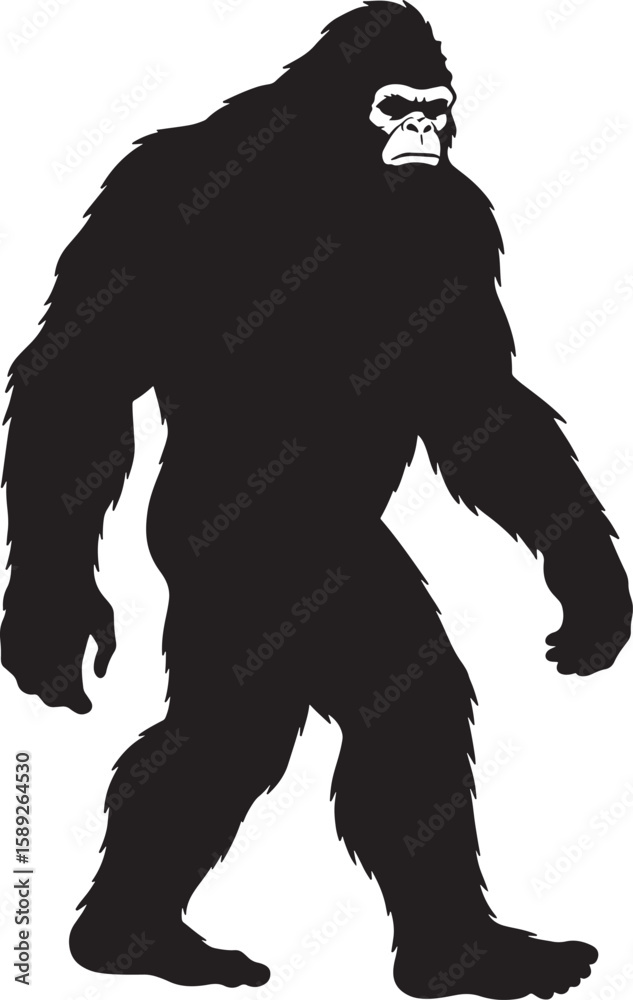 Fototapeta premium Bigfoot Sasquatch Monster Walking Silhouette