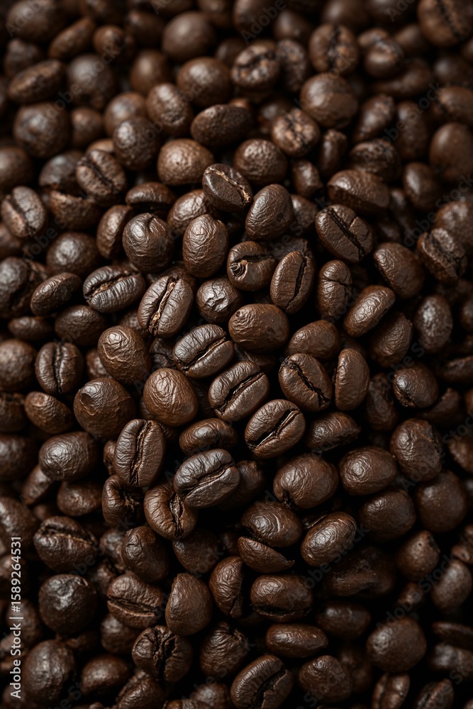 Fototapeta premium Macro Coffee Beans with Rich Texture