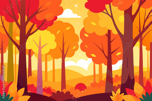 vibrant autumn forest with colorful leaves 