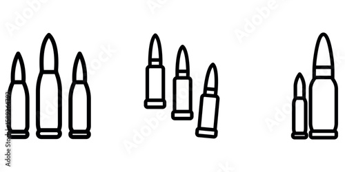 ammunition outline or line icon design bundle.