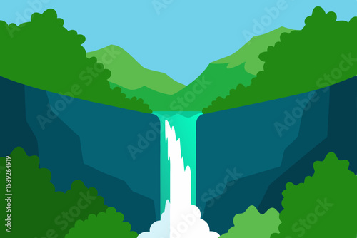 waterfall crashing into a deep canyon surrounded