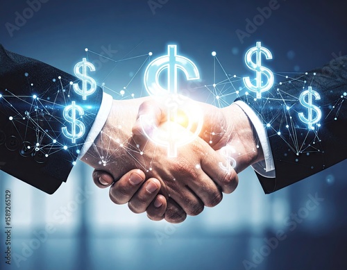 Wallpaper Mural Business handshake with digital dollar signs Torontodigital.ca