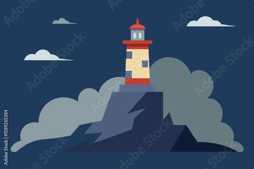 windswept lighthouse on a rocky promontory 