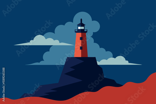 windswept lighthouse on a rocky promontory 